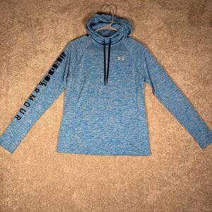 Under Armour Women's S Heat Gear Loose Cowl Hoodie Blue Loose Fit Workout Top